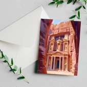 Petra Jordan Travel Painting Postkarte