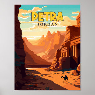 Petra Jordan Vintage Reise Illustration Poster