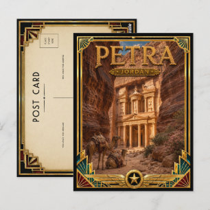 Petra Jordan Vintage Treasury Fassade Art Deco Postkarte