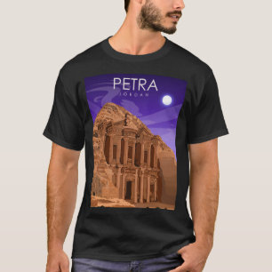 Petra Jordan Vintages Minimal Travel Poster in Nig T-Shirt