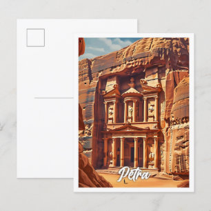 Petra Jordanien Künstlerische Reiseillustration Postkarte