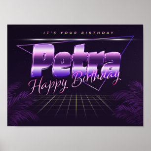 Petra Name Vorname lila retro Poster Geburtstag