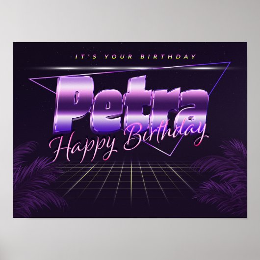 Petra Name Vorname lila retro Poster Geburtstag (Vorne)