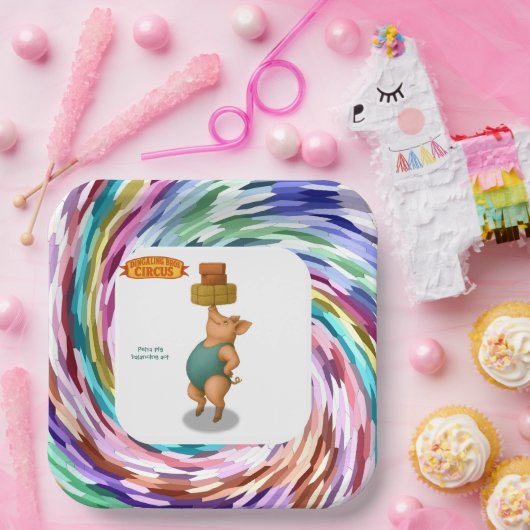 Petra pig balancing act pappteller (Party)