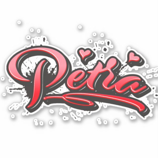 Petra red Heart Graffiti Aufkleber Sticker (Vorderseite)