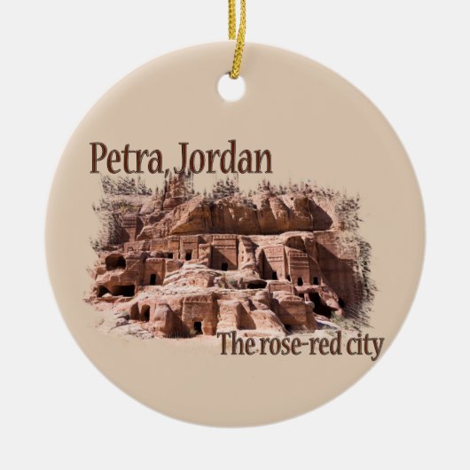 Petra: Rose Rote Stadt Keramik Ornament (Vorne)