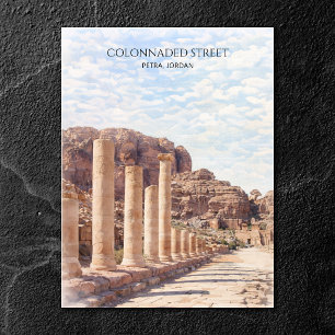 Petra Säulenstraße Aquarell Kulturerbe Reise Feiertagspostkarte
