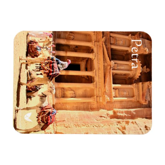 Petra - Schatzamt und Kamele - Kühlschrankmagnet Magnet (Horizontal)