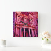 Petra Treasury Gebäude Quadratische Wanduhr (Zuhause)