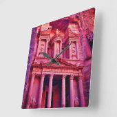 Petra Treasury Gebäude Quadratische Wanduhr (Winkel)