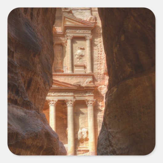 Petra Treasury offen Quadratischer Aufkleber (Vorderseite)