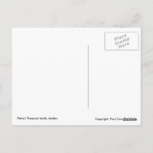 Petra Treasury Postkarte (Rückseite)