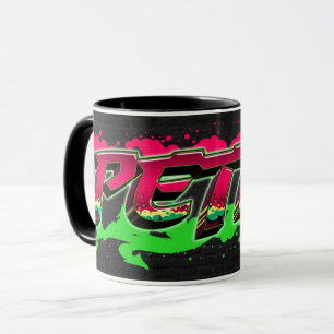 Petra Vorname Name Graffiti red green Tasse