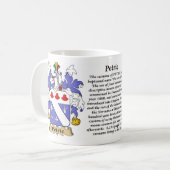 Petrie, der Ursprung, die Bedeutung und das Wappen Kaffeetasse (Vorderseite Links)