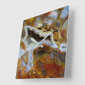 Petrified Wood With Crystals Quadratische Wanduhr (Winkel)