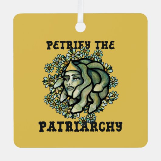 Petrify the Patriarchate Medusa Gorgon Ornament Aus Metall (Vorderseite)