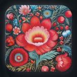 Petrikivka Ukrainian traditional art Pappteller<br><div class="desc">Petrikivka Ukrainian traditional art. Original watercolour painting.</div>