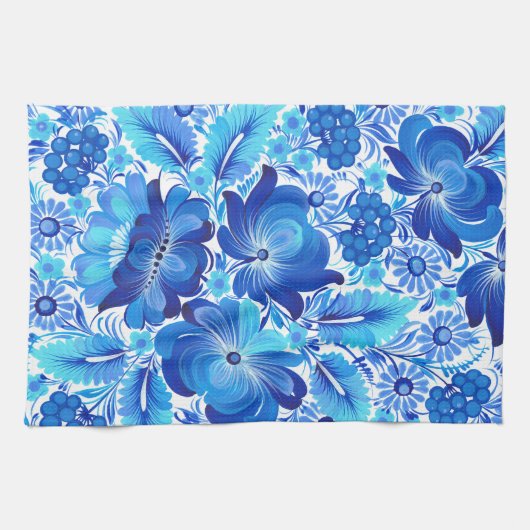 Petrikivka Ukrainian traditional folk art.  Geschirrtuch (Horizontal)