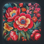 Petrikivka Ukrainian traditional folk art  Pappteller<br><div class="desc">Petrikivka Ukrainian traditional folk art watercolour painting.</div>