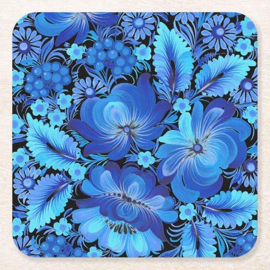 Petrikivka Ukrainian traditional folk art Rechteckiger Pappuntersetzer (Vorderseite)