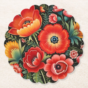 Petrikivka Ukrainische traditionelle Kunst Untersetzer