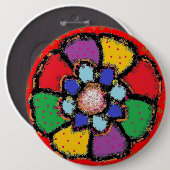 Petrischale Kunstfarben rot lila blau gelb Button (Vorne & Hinten)