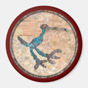 Petroglyph eines Vogels, versteinerte Forest Natio Magnet