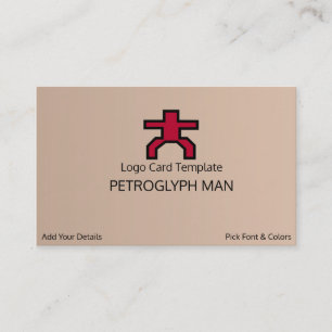Petroglyph Man Symbol - Rotes Logo Visitenkarte