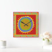 Petroglyph Sun Folk Art Wall Uhr (Zuhause)