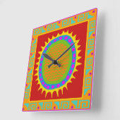 Petroglyph Sun Folk Art Wall Uhr (Winkel)