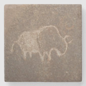 Petroglyphe-Bison-Untersetzer Steinuntersetzer (Vorderseite)