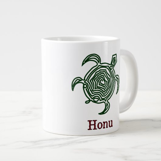 Petroglyphe-hawaiische grüne Meeresschildkröte Jumbo-Tasse (Vorderseite Rechts)