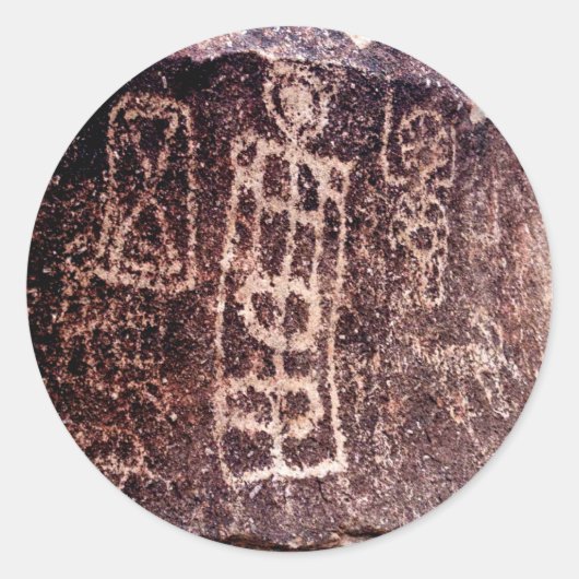 PETROGLYPHS AMERIKAN SÜDWEST, NEVADA DESERT RUNDER AUFKLEBER (Vorderseite)