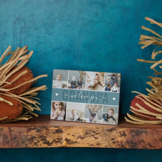 Petrol Blue Wir Liebe Sie Opa FotoCollage Fotoplatte (Seite)