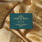 Petrol grün Elegant Golden Frame Luxus RSVP Karte