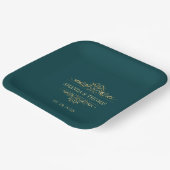 Petrol grün Elegant Rahmen Personalisierte Hochzei Pappteller (Gewinkelt)