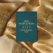 Petrol grün Eleganter Goldener Rahmen RSVP Karte