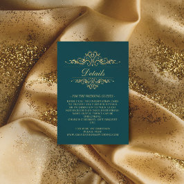 Petrol-grüne Goldrahmen-Hochzeitskarte Begleitkarte