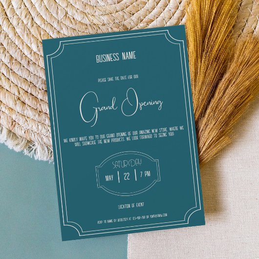 Petroleumblaue vielseitige Boutique Einladung