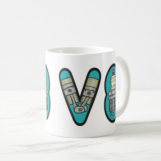 Petrolhead V8 Autoenthusiast Kaffeetasse (VorderseiteRechts)