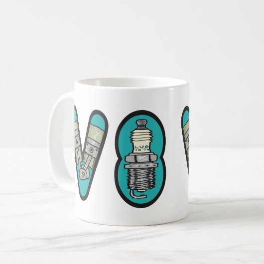 Petrolhead V8 Autoenthusiast Kaffeetasse (Vorderseite Links)
