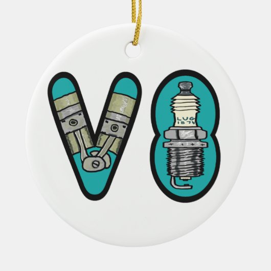 Petrolhead V8 Autoenthusiast Keramik Ornament (Vorne)