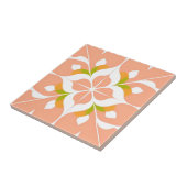 Petrolleuchter Lachs Blumenziegel Set - Muster 1 Fliese (Seite)