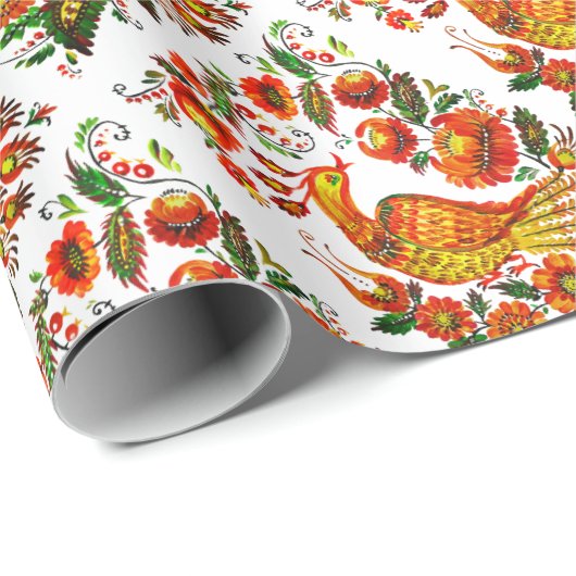 Petrykivka Ukrainer firebird Geschenkpapier (Rolleneckpunkt)