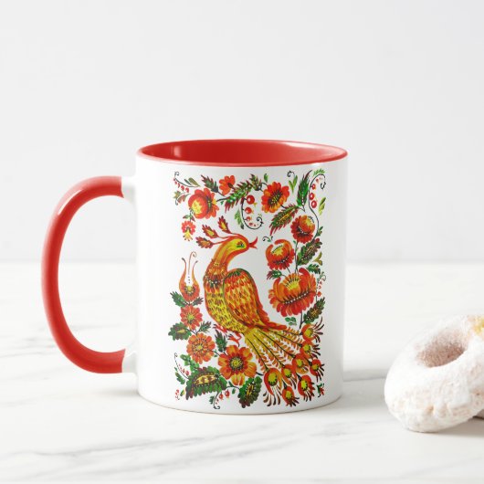 Petrykivka Ukrainer firebird Tasse (Mit Donut)