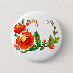 Petrykivka Ukrainerkunst Button