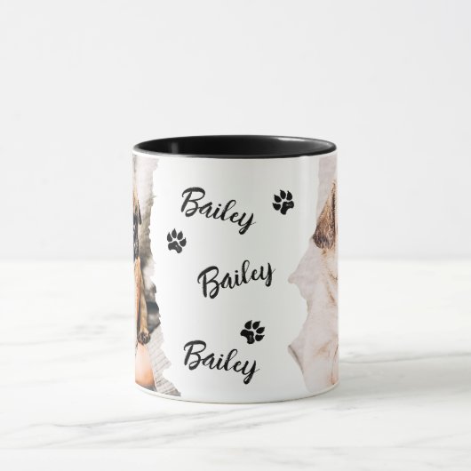 Pet's Cool Modern Simple Typography Name and Photo Tasse (Zentrum)