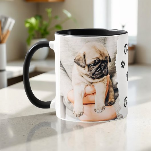 Pet's Cool Modern Simple Typography Name and Photo Tasse