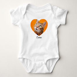 Pet's Cute Modern Typography Name and heart Photo Baby Strampler