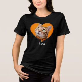 Pet's Cute Modern Typography Name and heart Photo Tri-Blend Shirt